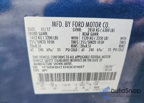 2017 Ford Explorer Platinum from USA, damaged, VIN 1FM5K8HTXHGC01657